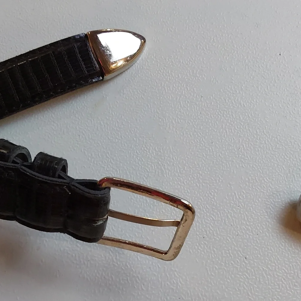 Kids Black Pvc Embossed Belt with Silver Buckle And Silver Belt Tip Vintage 14